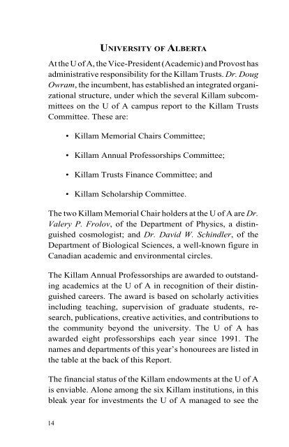 annual report 2001 - Killam Trusts