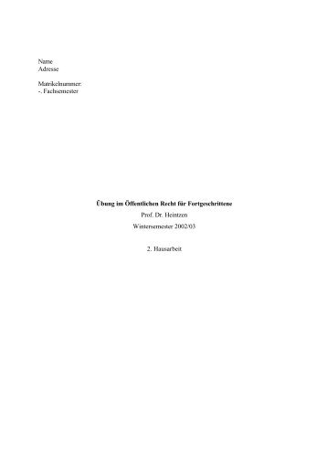 Hausarbeit Öffentliches Recht (große Übung) - Ehrenamtlich.de