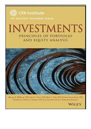 eBook Investments Principles of Portfolio and Equity Analysis CFA Institute Investment Series Free online