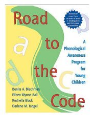eBook Road to the Code A Phonological Awareness Program for Young Children Free online