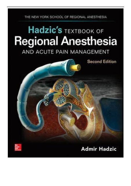 PDF Download Hadzic's Textbook of Regional Anesthesia and