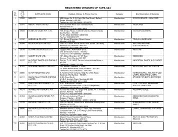 REGISTERED VENDORS OF TAPS-3&4 - Nuclear Power ...