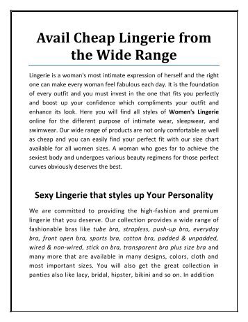 Avail Cheap Lingerie From the Wide Range