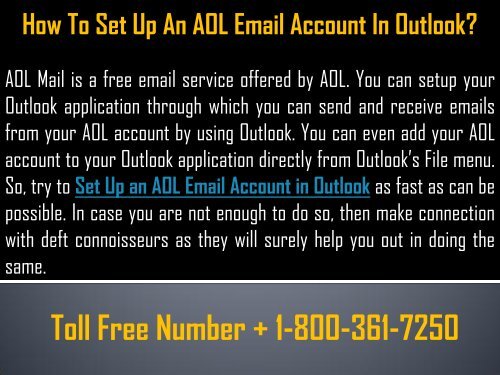 How to Set Up an AOL Email Account in Outlook? 1-800-361-7250