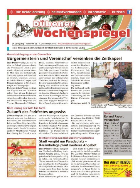 Dübener Wochenspiegel - Ausgabe 23 - Jahrgang 2016