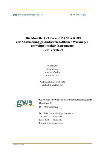 Die Modelle ASTRA und PANTA RHEI - GWS mbH