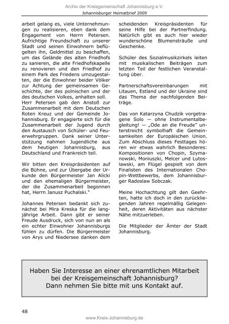 Johannisburger Heimatbrief 2009 - Familienforschung Sczuka