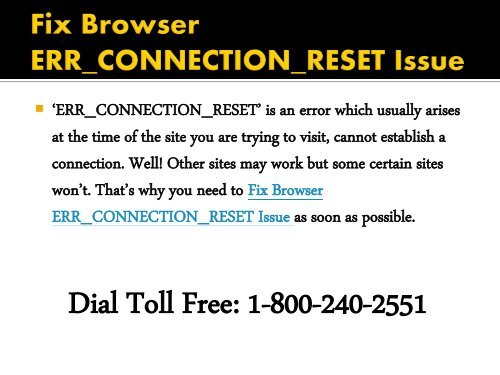 Fix Browser ERR_CONNECTION_RESET Issue 1-800-240-2551