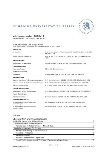 Wintersemester 2010/2011 (pdf) - Institut für Kunst