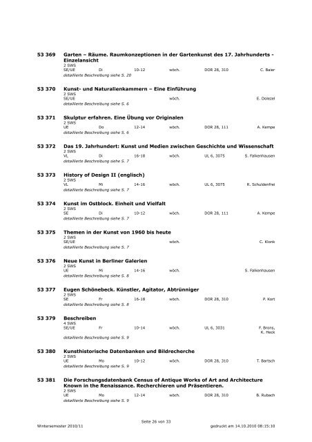 Wintersemester 2010/2011 (pdf) - Institut für Kunst