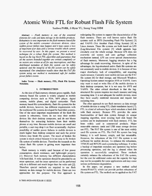 Atomic Write Atomic Write FTL for Robust Flash File System