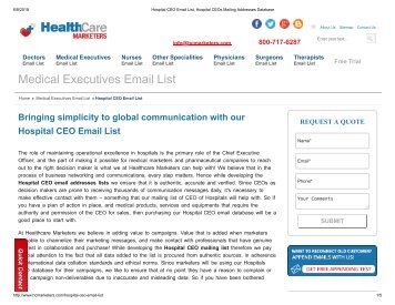 Hospital CEO Mailing Addresses - Healthcare Marketers