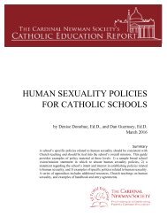 Human Sexuality Policies for Catholic Schools