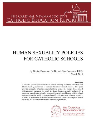 Human Sexuality Policies for Catholic Schools