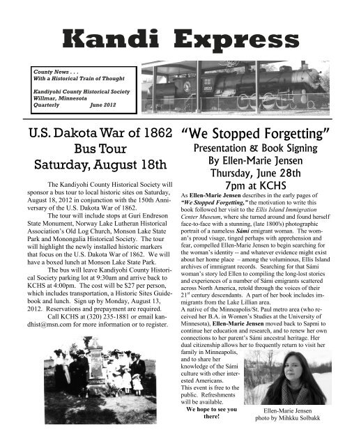 Kandi Express Kandiyohi County Historical Society