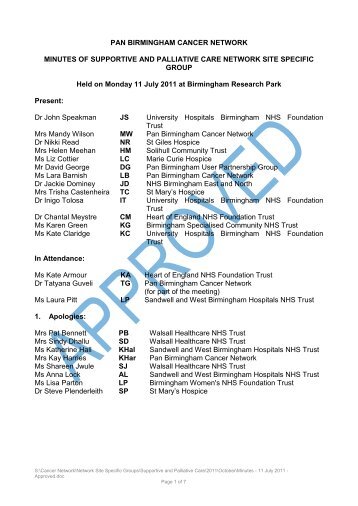 PAN BIRMINGHAM CANCER NETWORK - NHS Pan Birmingham ...