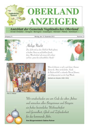 Amtsblatt der Gemeinde Vogtländisches Oberland OBERLAND ...