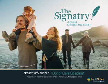 Signatry Donor Care Specialist Opportunity Profile