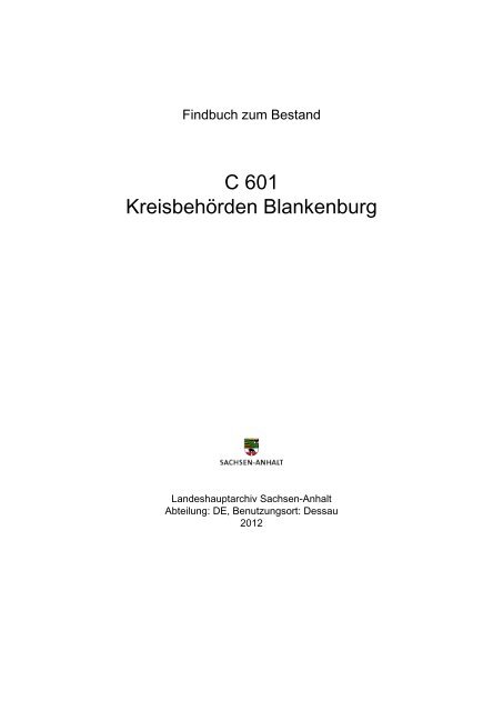 C 601 Kreisbehörden Blankenburg - Online-Recherche - Sachsen ...