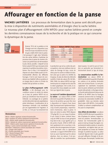 Affourager en fonction de la panse