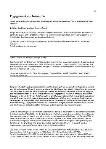 Engagement als Ressource - BBE