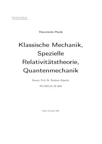 Klassische Mechanik, Spezielle Relativitätstheorie ... - Benjamin Jurke