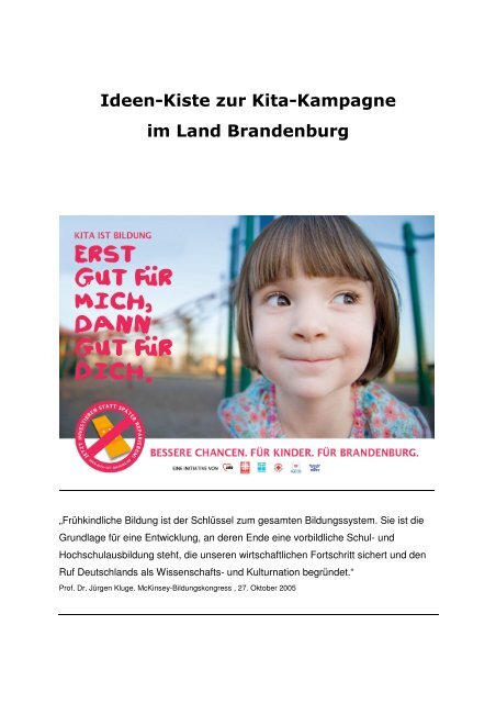 Ideen-Kiste zur Kita-Kampagne im Land Brandenburg - Kita ist Bildung