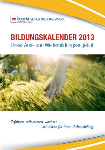 bildungskalender 2013 - Paritätisches Bildungswerk Sachsen-Anhalt