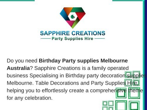 Birthday party supplies Melbourne