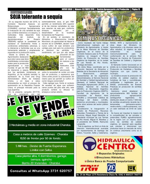 Revista Agropecuaria Nuevo Siglo Número 167 - MAYO 2018