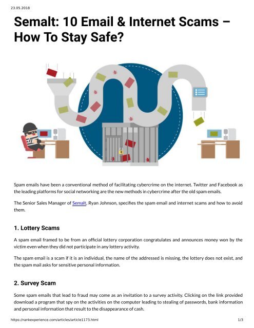 Semalt: 10 Email & Internet Scams - How To Stay Safe?