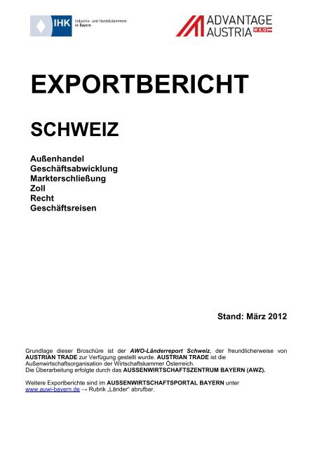 Exportbericht Schweiz - Aussenwirtschaftsportal Bayern