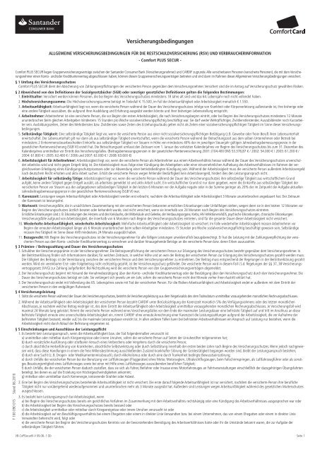Versicherungsbedingungen Comfort Card