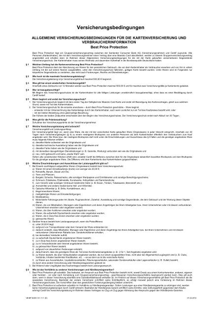 Allgemeinen Versicherungsbedingungen Santander Consumer