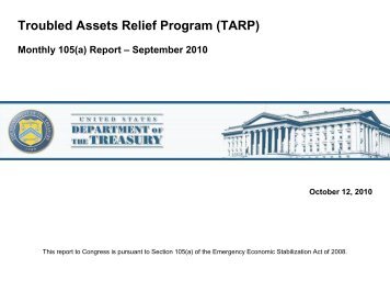Troubled Assets Relief Program (TARP) - Department of the Treasury