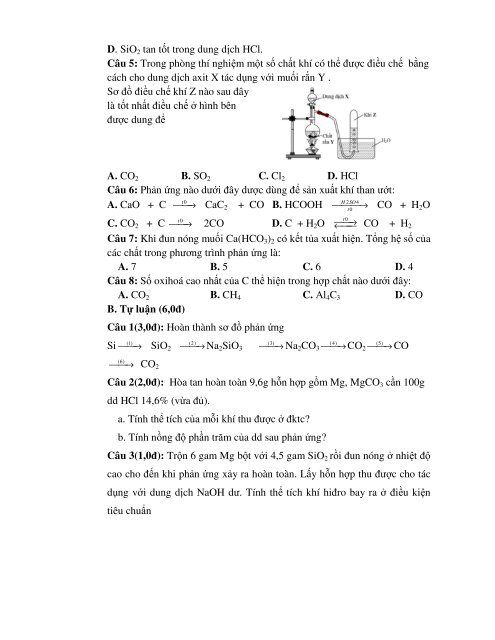 Vận dụng dạy học theo chủ đề trong chương “Cacbon - Silic” môn Hóa học lớp 11 tại trường Trung học phổ thông Lạc Sơn