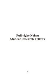 Fulbright-Nehru Student Research Fellows - USIEF