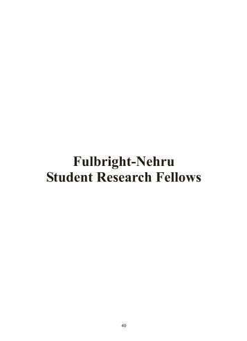 Fulbright-Nehru Student Research Fellows - USIEF