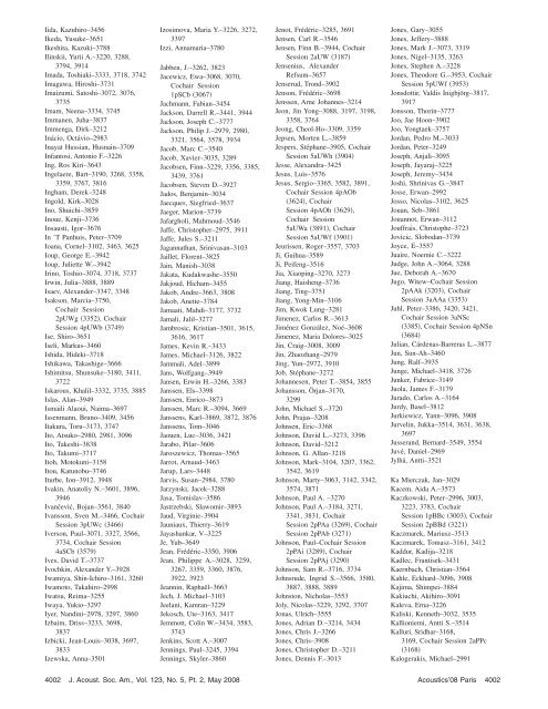 AUTHOR INDEX to papers presented at Acoustics'08 Paris