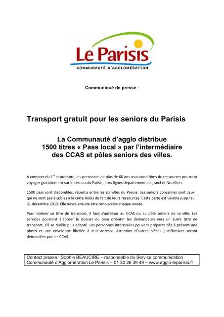 Pass local - Communauté d'agglomération Le Parisis