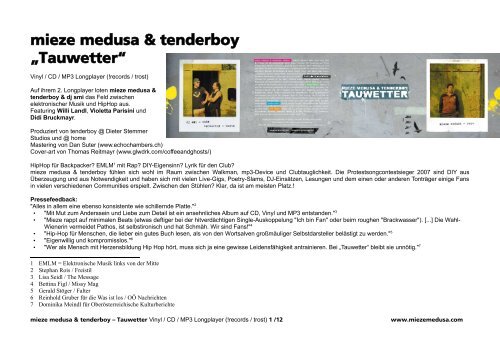 mieze medusa & tenderboy „Tauwetter“