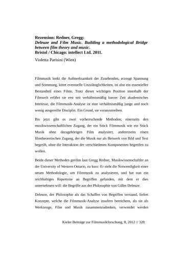 Rezension: Redner, Gregg: Deleuze and Film Music. Building a ...