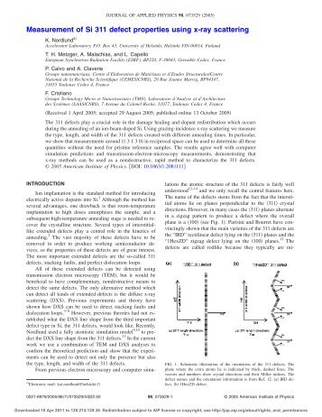 Measurement of Si 311 defect properties using x-ray scattering