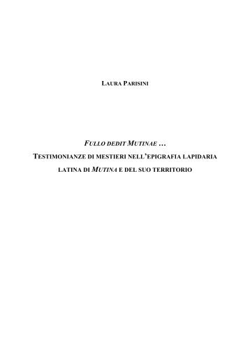 laura parisini fullo dedit mutinae - Fondazione Canussio