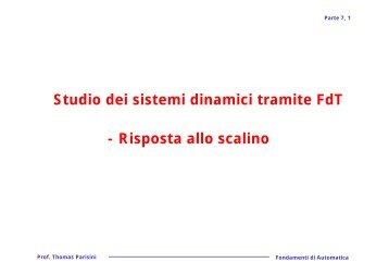 Studio dei sistemi dinamici tramite FdT - Risposta allo scalino