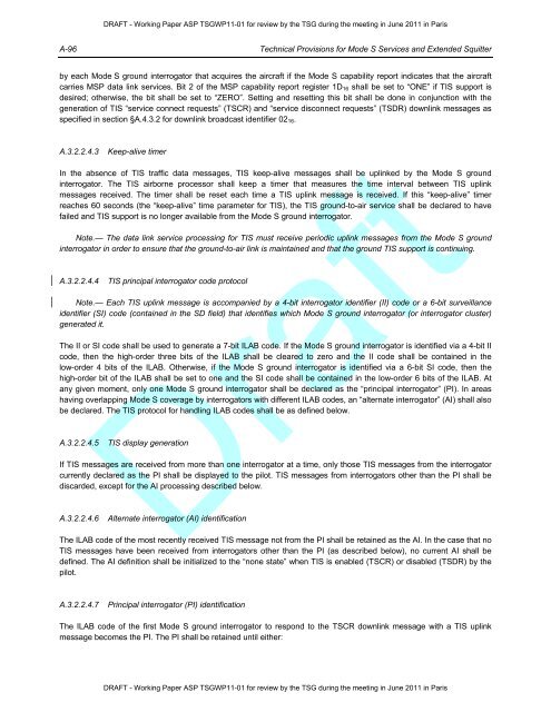 Technical Provisions for Mode S Services and Extended Squitter