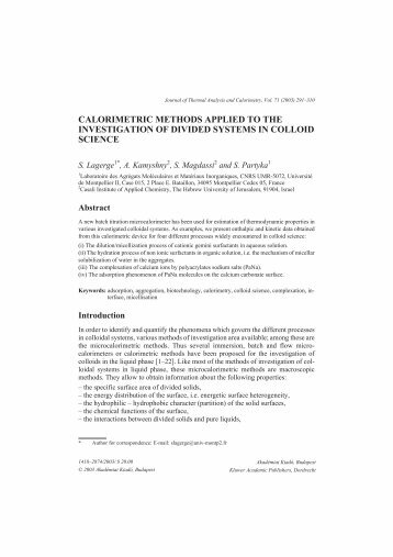 divided systems in colloid science.pdf - ThermalCal.com