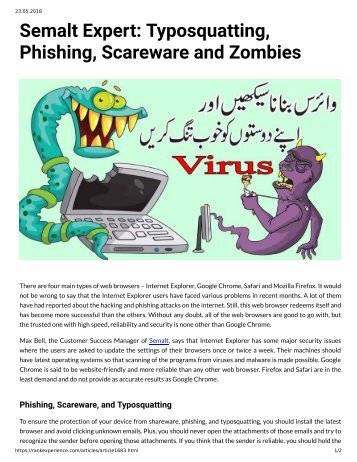 Semalt Expert - Typosquattin Phising Scareware and Zombies