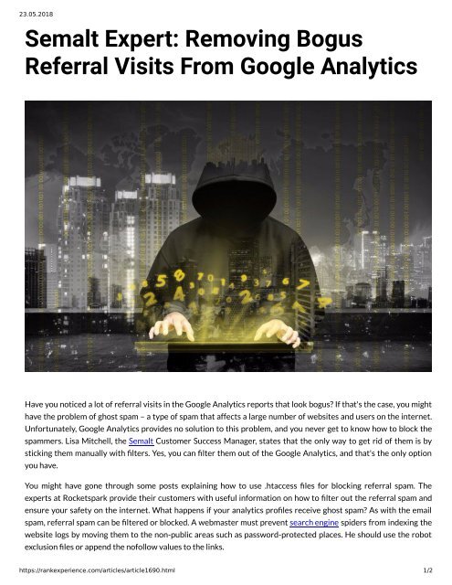 Semalt Expert - Removing Bogus Referral Visits from Google Analytics