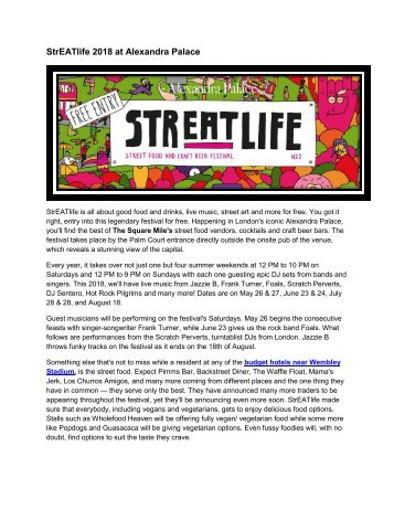 StrEATlife 2018 at Alexandra Palace